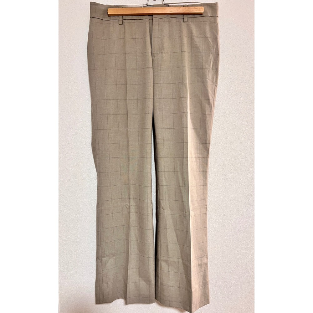 Banana Republic Martin Fit Pants Womens 8 Tan Plaid Career Straight Leg Stretch